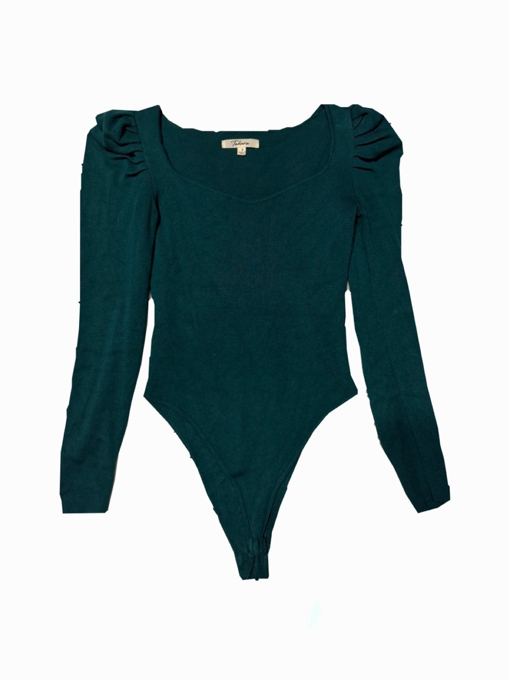 Takara Dark Teal Long-Sleeve Puff-Shoulder Bodysuit